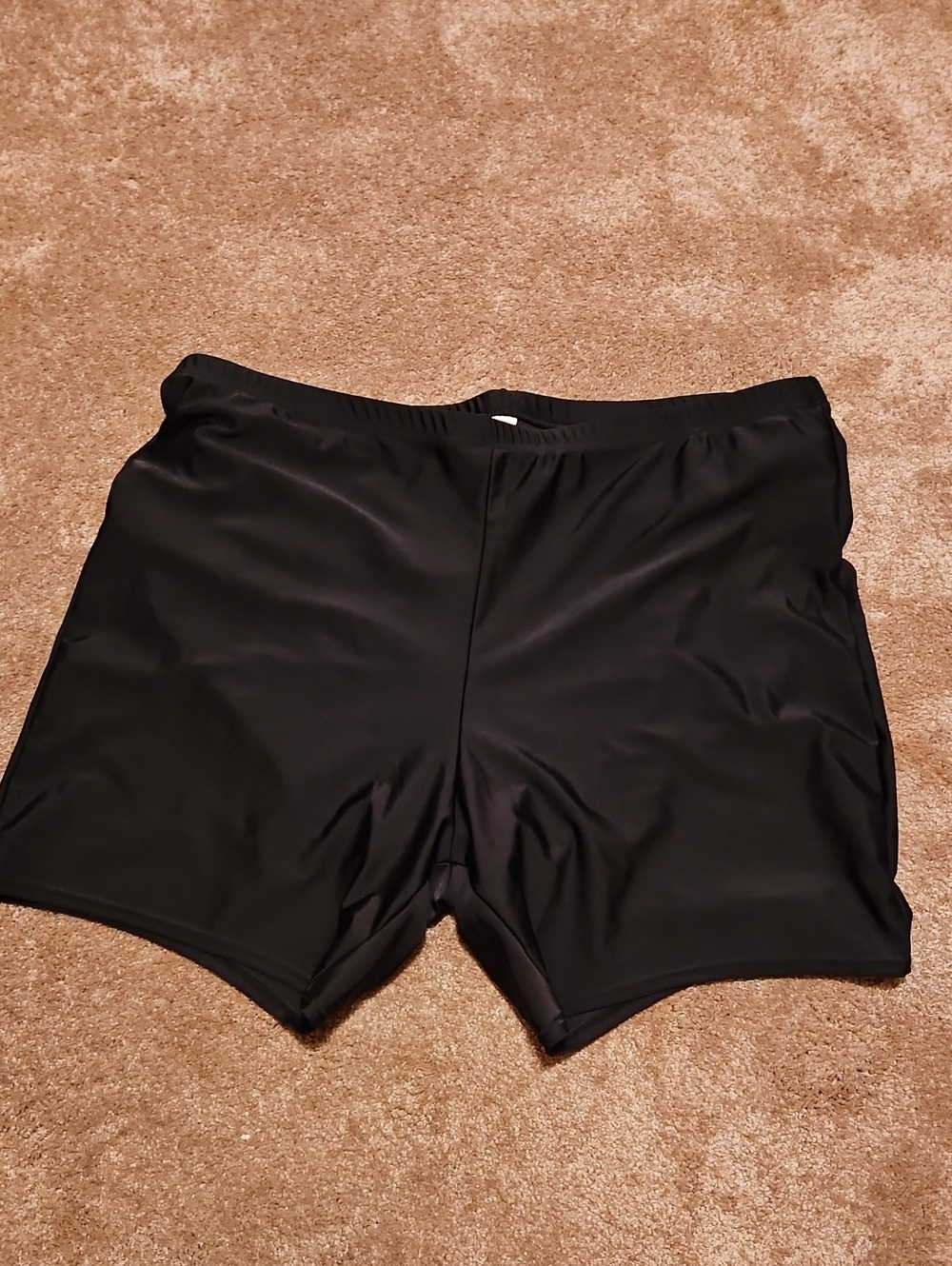 Womens Black Polyestet/spandex Swim Shorts